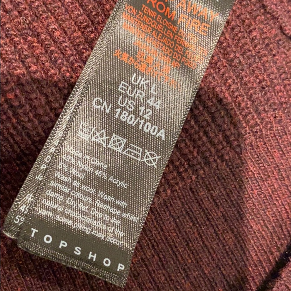 BOGOF! Topshop v neck ribbed burgundy sweater - Picture 5 of 5